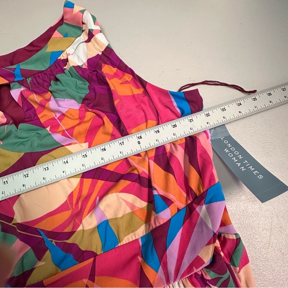 London Times Colorful Leaf Print Maxi Dress - Picture 3 of 9